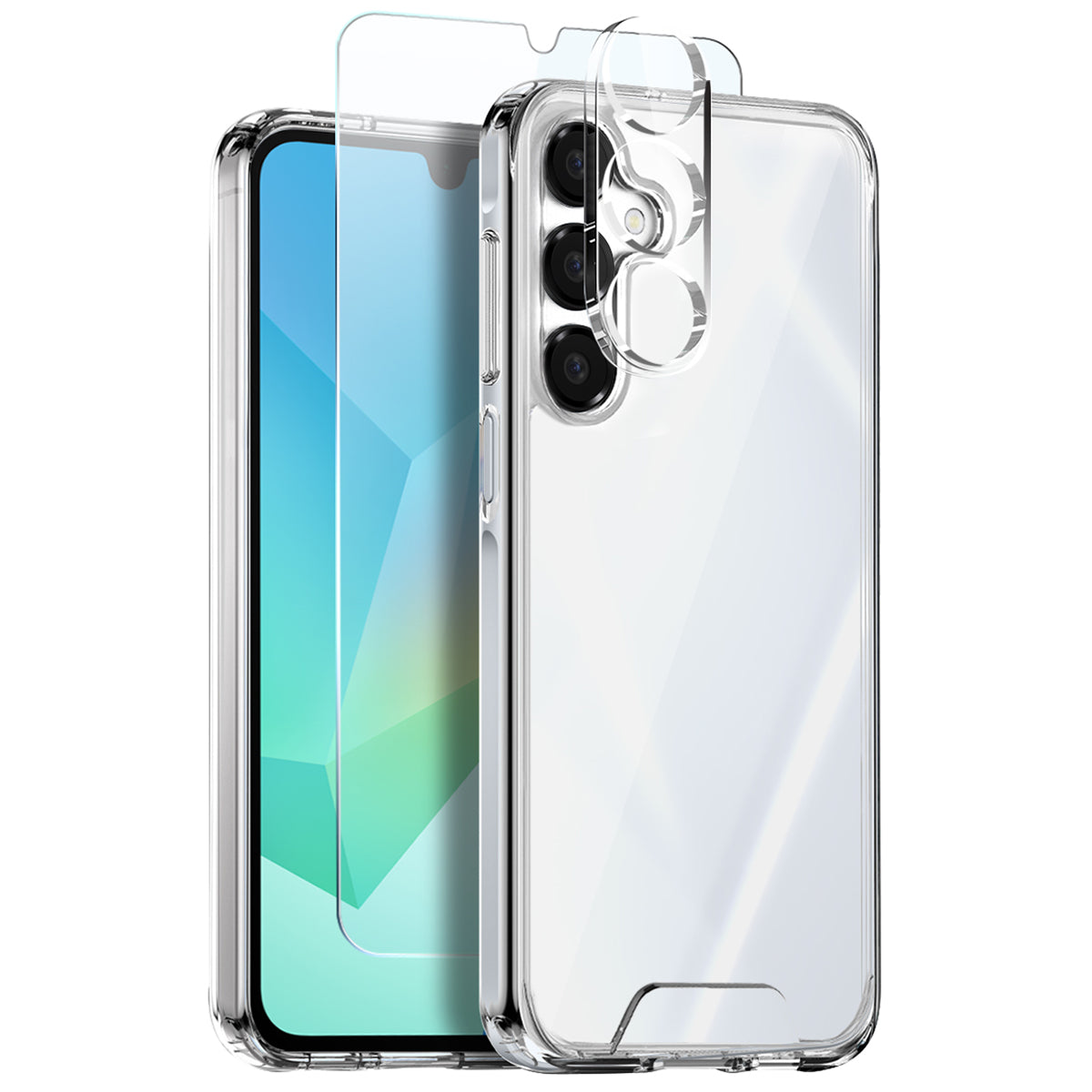 NORTHJO For Samsung Galaxy A16 5G / 4G Case Transparent PC+TPU Phone Cover Set with Screen Film + Lens Film NORTHJO For Samsung Galaxy A16 5G / 4G Case Transparent PC+TPU Phone Cover Set with Screen Film + Lens Film